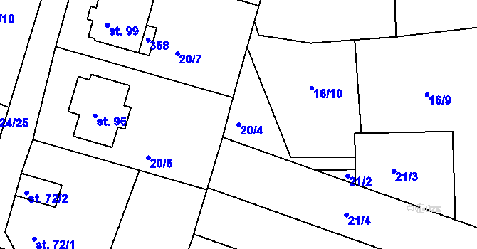 Parcela st. 20/4 v KÚ Rankov u Chotěboře, Katastrální mapa