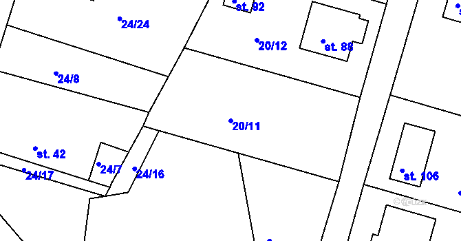 Parcela st. 20/11 v KÚ Rankov u Chotěboře, Katastrální mapa