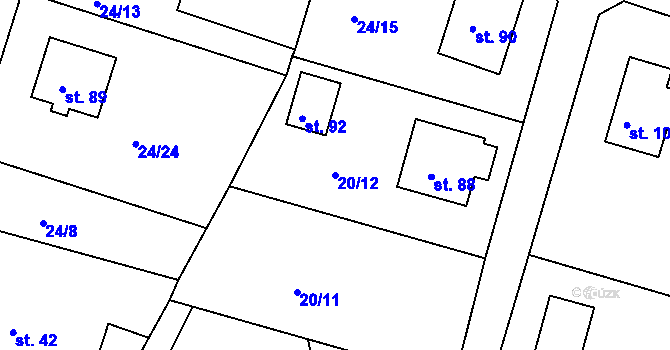 Parcela st. 20/12 v KÚ Rankov u Chotěboře, Katastrální mapa