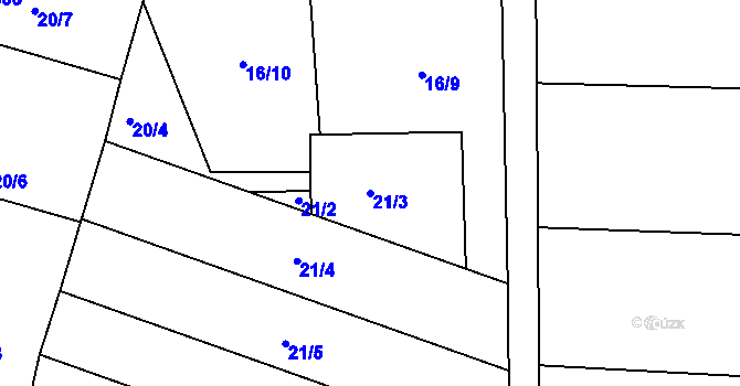 Parcela st. 21/3 v KÚ Rankov u Chotěboře, Katastrální mapa