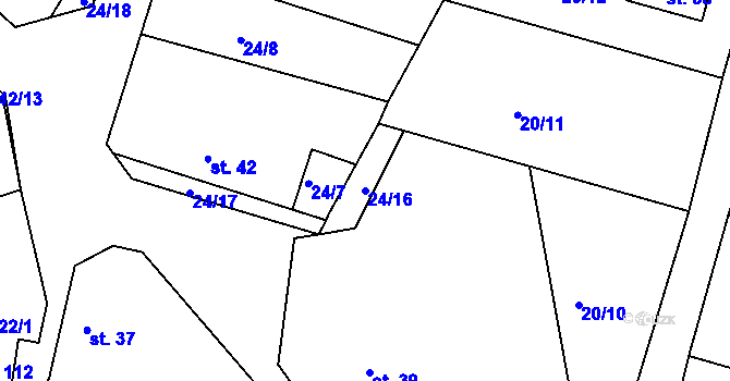 Parcela st. 24/16 v KÚ Rankov u Chotěboře, Katastrální mapa