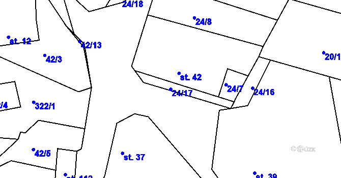 Parcela st. 24/17 v KÚ Rankov u Chotěboře, Katastrální mapa