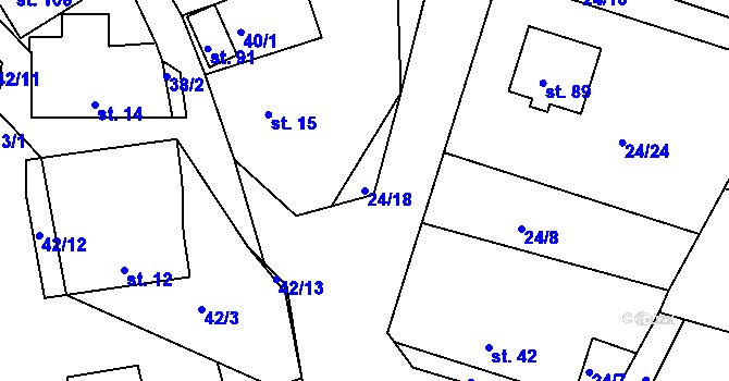 Parcela st. 24/18 v KÚ Rankov u Chotěboře, Katastrální mapa