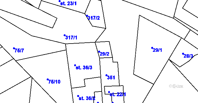 Parcela st. 29/2 v KÚ Rankov u Chotěboře, Katastrální mapa
