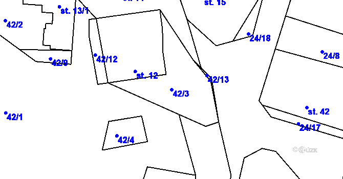 Parcela st. 42/3 v KÚ Rankov u Chotěboře, Katastrální mapa
