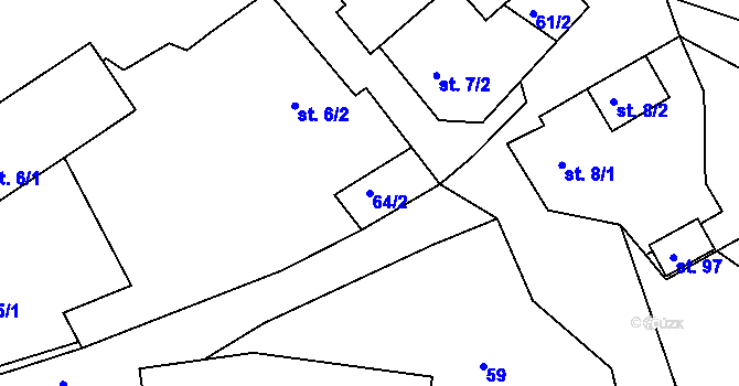 Parcela st. 64/2 v KÚ Rankov u Chotěboře, Katastrální mapa
