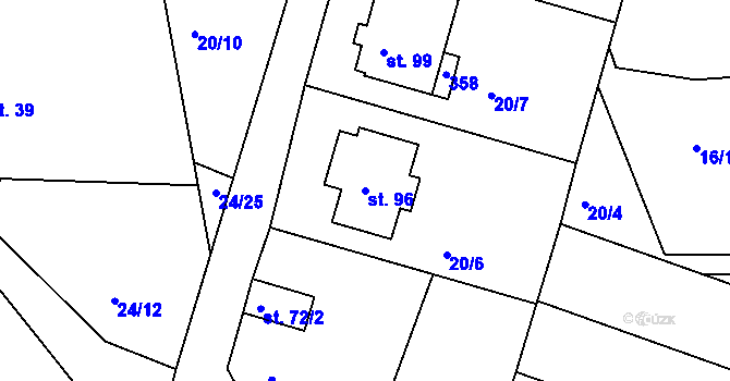 Parcela st. 96 v KÚ Rankov u Chotěboře, Katastrální mapa