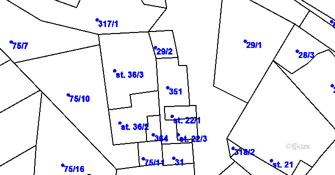 Parcela st. 351 v KÚ Rankov u Chotěboře, Katastrální mapa