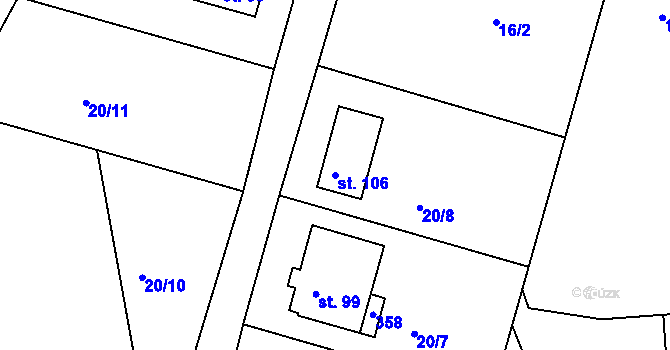 Parcela st. 106 v KÚ Rankov u Chotěboře, Katastrální mapa