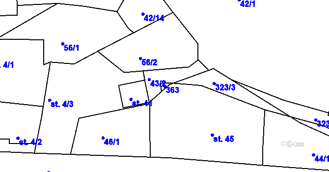 Parcela st. 363 v KÚ Rankov u Chotěboře, Katastrální mapa