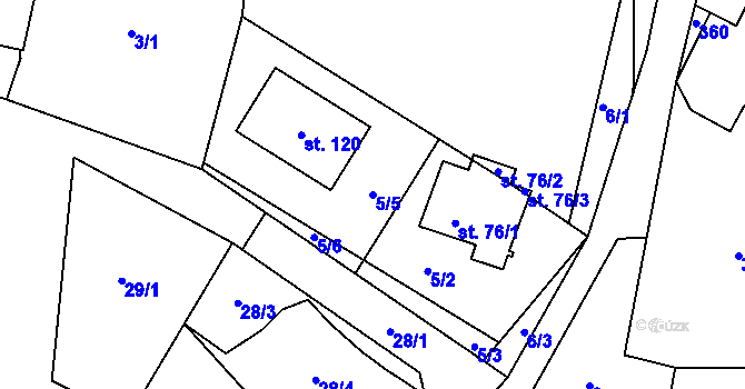 Parcela st. 5/5 v KÚ Rankov u Chotěboře, Katastrální mapa