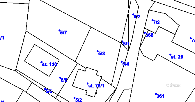 Parcela st. 5/8 v KÚ Rankov u Chotěboře, Katastrální mapa