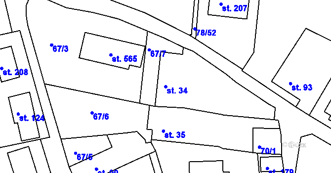 Parcela st. 34 v KÚ Rantířov, Katastrální mapa