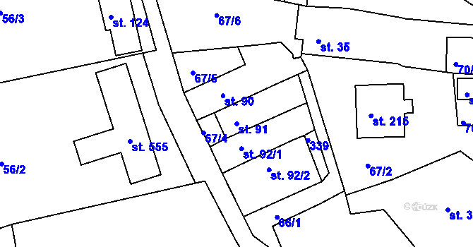 Parcela st. 91 v KÚ Rantířov, Katastrální mapa