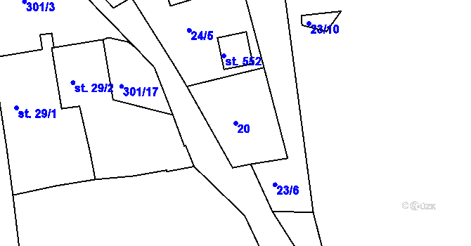Parcela st. 20 v KÚ Rantířov, Katastrální mapa
