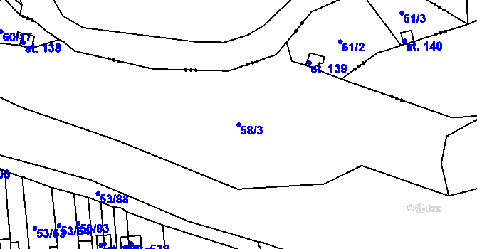 Parcela st. 58/3 v KÚ Rantířov, Katastrální mapa