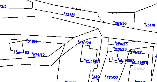 Parcela st. 270/24 v KÚ Rantířov, Katastrální mapa
