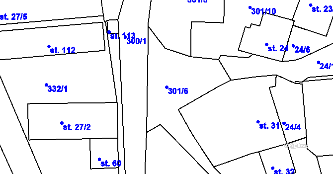 Parcela st. 301/6 v KÚ Rantířov, Katastrální mapa