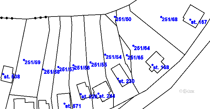 Parcela st. 251/54 v KÚ Rantířov, Katastrální mapa
