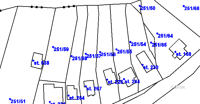 Parcela st. 251/56 v KÚ Rantířov, Katastrální mapa