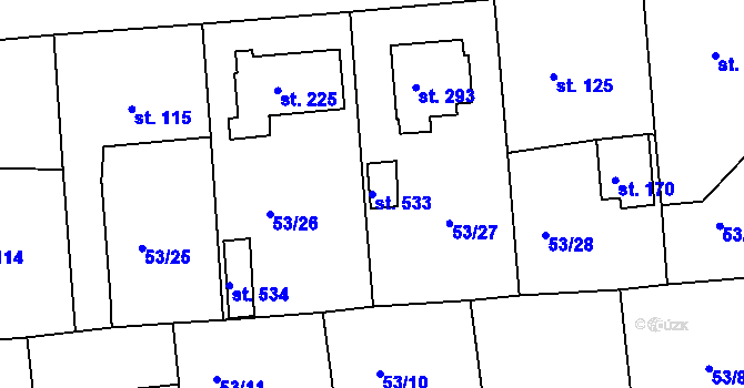 Parcela st. 533 v KÚ Rantířov, Katastrální mapa