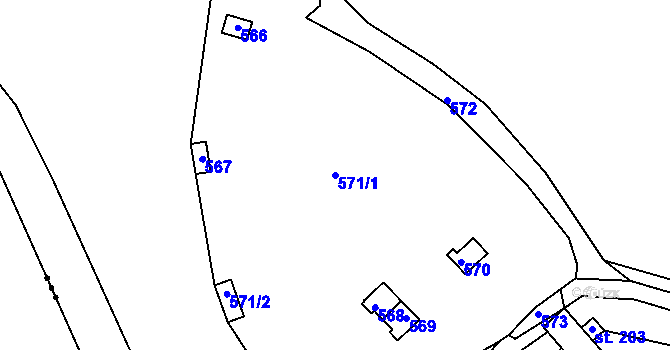 Parcela st. 571/1 v KÚ Rantířov, Katastrální mapa