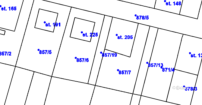 Parcela st. 857/19 v KÚ Rapotice, Katastrální mapa