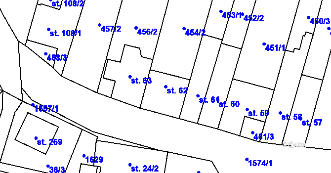 Parcela st. 62 v KÚ Rapotice, Katastrální mapa