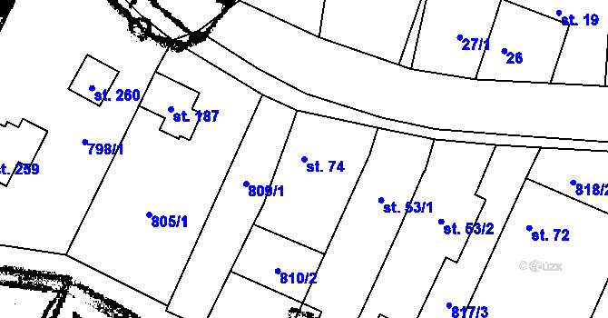 Parcela st. 74 v KÚ Rapotice, Katastrální mapa