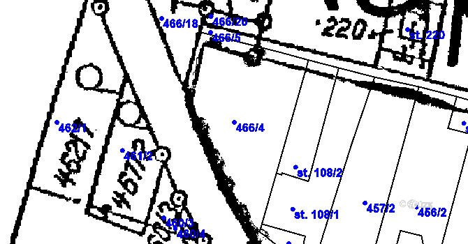 Parcela st. 466/4 v KÚ Rapotice, Katastrální mapa