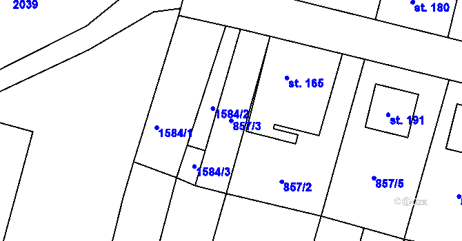 Parcela st. 857/3 v KÚ Rapotice, Katastrální mapa