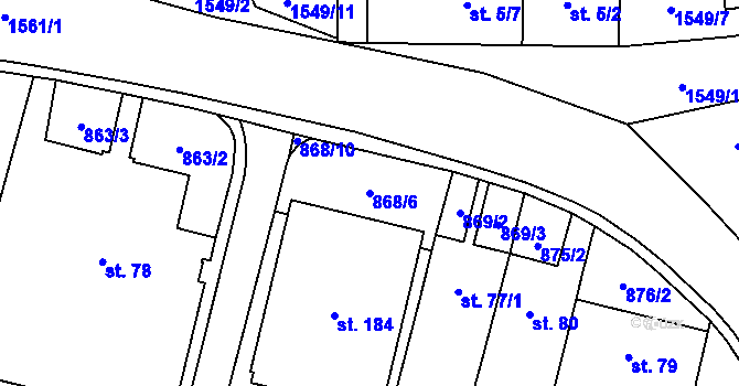 Parcela st. 868/6 v KÚ Rapotice, Katastrální mapa