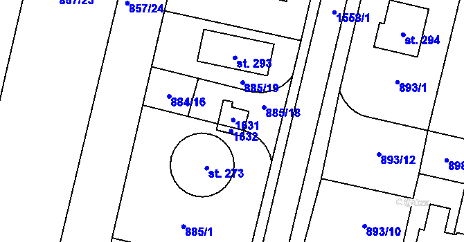 Parcela st. 266 v KÚ Rapotice, Katastrální mapa