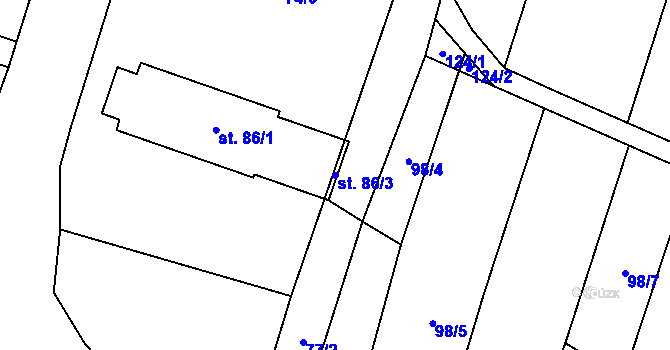 Parcela st. 86/3 v KÚ Rapotice, Katastrální mapa