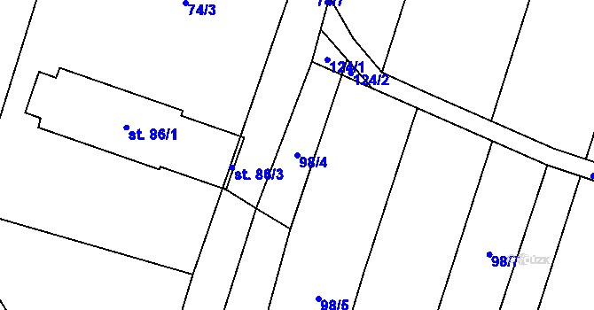 Parcela st. 98/4 v KÚ Rapotice, Katastrální mapa