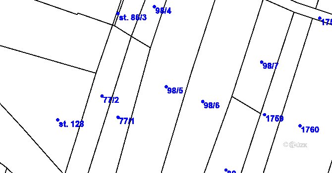Parcela st. 98/5 v KÚ Rapotice, Katastrální mapa