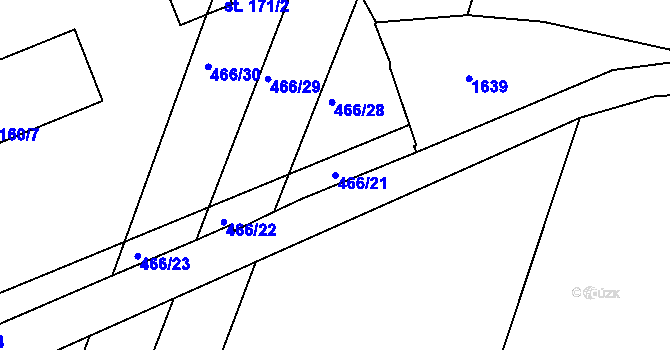 Parcela st. 466/21 v KÚ Rapotice, Katastrální mapa