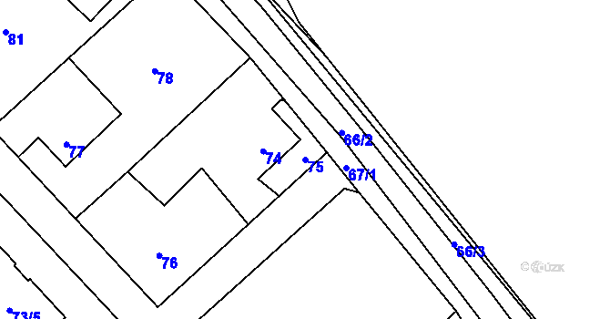 Parcela st. 75 v KÚ Rapotín, Katastrální mapa