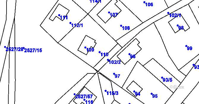 Parcela st. 110 v KÚ Rapotín, Katastrální mapa