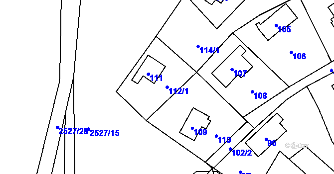 Parcela st. 112/1 v KÚ Rapotín, Katastrální mapa