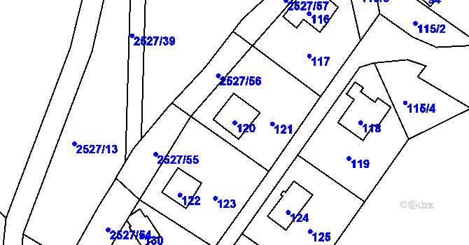 Parcela st. 120 v KÚ Rapotín, Katastrální mapa