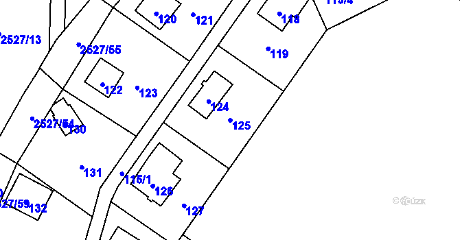 Parcela st. 125 v KÚ Rapotín, Katastrální mapa