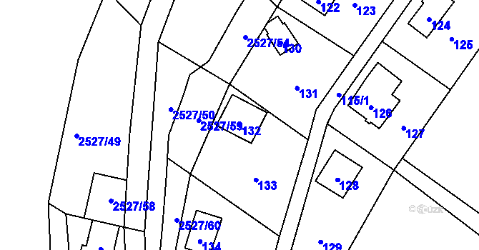 Parcela st. 132 v KÚ Rapotín, Katastrální mapa