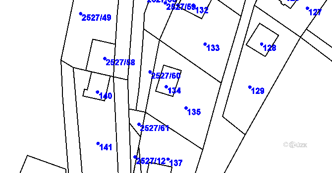 Parcela st. 134 v KÚ Rapotín, Katastrální mapa