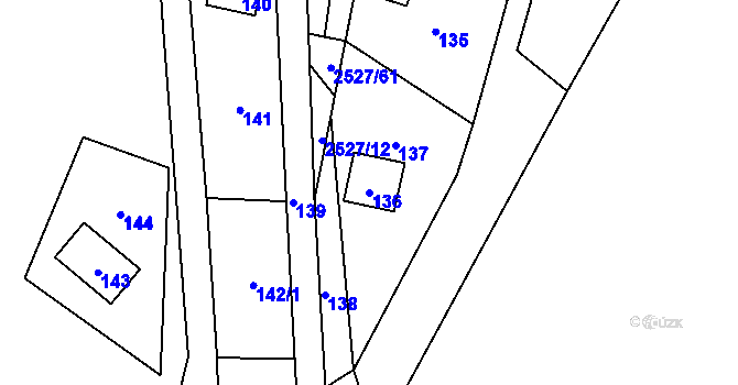 Parcela st. 136 v KÚ Rapotín, Katastrální mapa