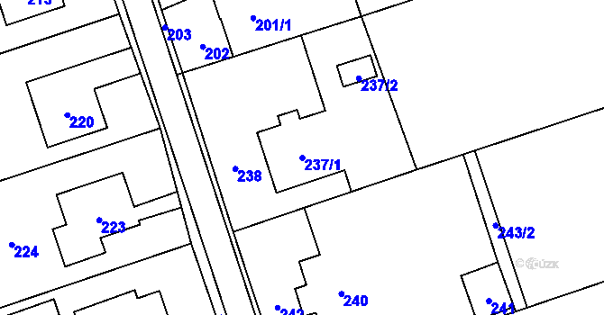 Parcela st. 237/1 v KÚ Rapotín, Katastrální mapa