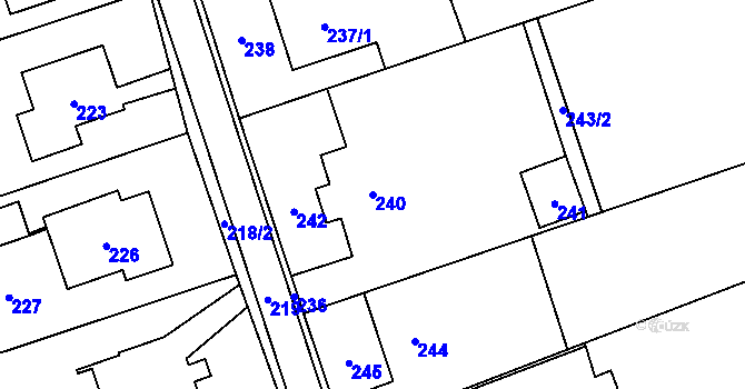 Parcela st. 240 v KÚ Rapotín, Katastrální mapa