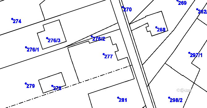 Parcela st. 277 v KÚ Rapotín, Katastrální mapa