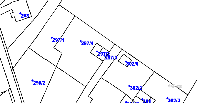 Parcela st. 297/2 v KÚ Rapotín, Katastrální mapa