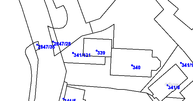 Parcela st. 339 v KÚ Rapotín, Katastrální mapa